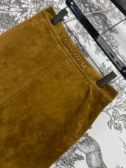 MIU MAHOGANY DOWN GOATSKIN SUEDE SKIRT 274613