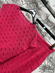 GUCCI OPENWORK JACQUARD KNIT SET CRIMSON RED 274482