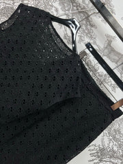 GUCCI OPENWORK JACQUARD KNIT SET BLACK 274483
