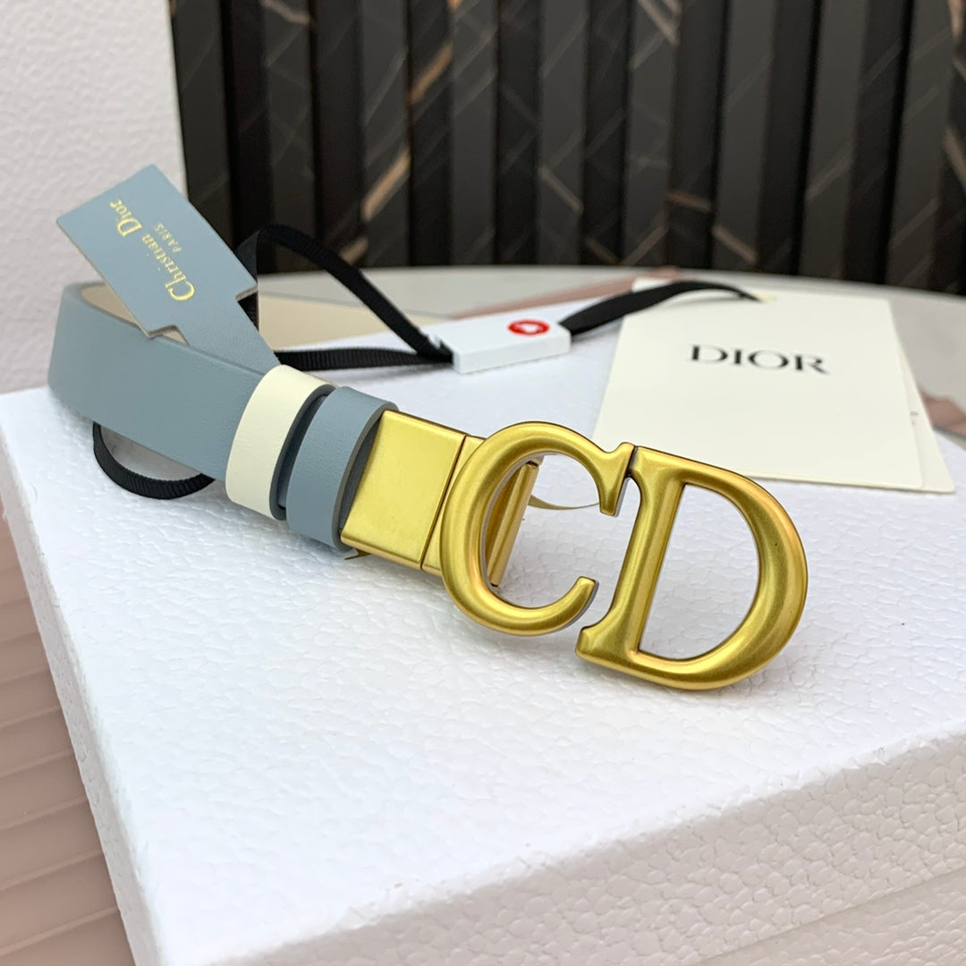 DIOR 25S BELT 20 MM IN STEEL BLUE CALFSKIN 568720