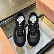 MIUMIU 26S SNEAKERS IN BLACK FABRIC AND SUEDE