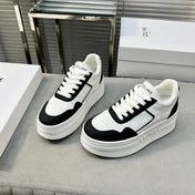 BLOCK SNEAKERS WITH WEDGE OUTSOLE IN CALFSKIN OPTIC BLACK WHITE