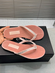 CRYSTAL THONG SANDAL IN FLAMINGO PINK SUEDE