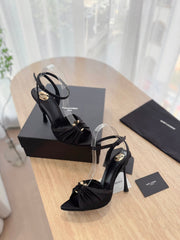 LOLA SANDAL 10 CM IN BLACK VISCOSE AND SILK
