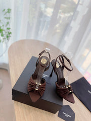LOLA SANDAL 10 CM IN CHOCOLATE BROWN VISCOSE AND SILK