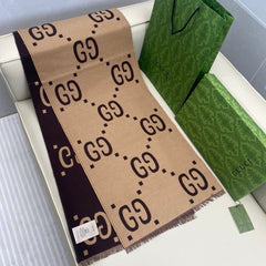 GUCCI 25S SCARF 190 IN WOOL SILK 742030