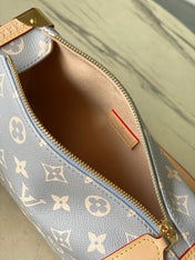 SIDE TRUNK 21 IN GRAY CREAM MONOGRAM TRIANON CANVAS GOLD HARDWARE