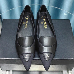 BALLET FLAT BLACK SHEEPSKIN POINTED TOE