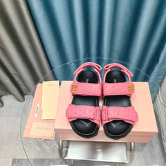 SANDALS BLACK MIX PINK SHEEPSKIN WITH HORIZONTAL STRAPS