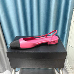 SLINGBACKS IN BARBIE PINK MIX BLACK LAMBSKIN