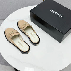 CC FLAT MULE 25S IN LIGHT BEIGE CALFSKIN STYLE 9