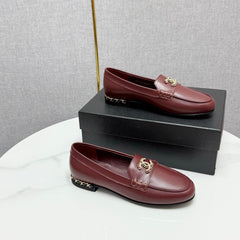 CC LOAFER 25S IN DARK RED LAMBSKIN WITH GOLD HARDWARE