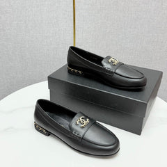 CC LOAFER 25S IN BLACK LAMBSKIN WITH GOLD HARDWARE