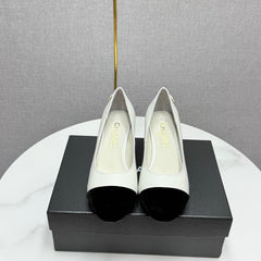 CC HIGH HEEL 25S IN BLACK LAMBSKIN AND SUEDE WITH PEARL HEEL STYLE 6