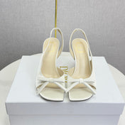 DIOR 26S HIGH-HEEL BACK-STRAP SHOES IN WHITE SATIN