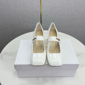 DIOR 26S MARY JANE HIGH HEELS 40MM IN WHITE PATENT CALFSKIN GOLD HARDWARE