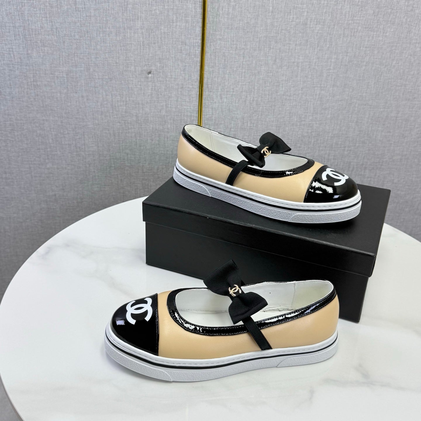 CHANEL 26S MARY JANE SNEAKERS IN BEIGE CALFSKIN