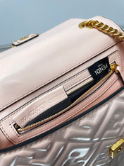 Fend Baguette 24 Bag With FF Motif Pink Leather Ghw