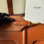 FLAP SHOULDER BAG 23 IN BRONZE BROWN LAMBSKIN GOLD HARDWARE