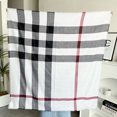 CHECK CASHMERE SCARF 120 CM WHITE 407343