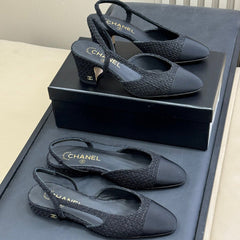 CC SLINGBACK 25S IN BLACK TWEED AND FABRIC