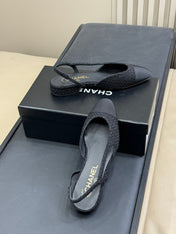 CC SLINGBACK 25S IN BLACK TWEED AND FABRIC