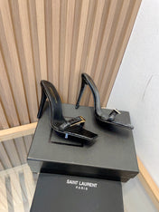 SL SQUARE TOED NUIT PUMPS BLACK CALFSKIN