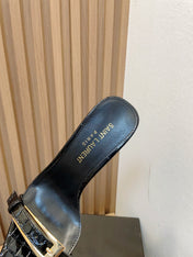 SL SQUARE TOED NUIT PUMPS BLACK CALFSKIN