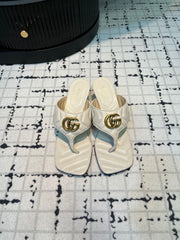 GG THONG SANDALS 55 WHITE CALKSKIN
