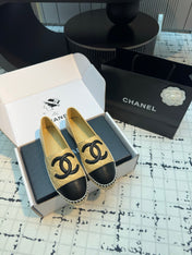 ESPADRILLES LOAFERS IN YELLOW MIX BLACK LAMBSKIN