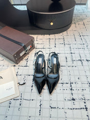 ALAIA SLINGBACKS 5 CM IN BLACK CALFSKIN WITH MESH