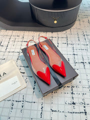 ALAIA FLAT SLINGBACK IN CHERRY RED PATENT CALFSKIN AND FILM