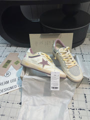 BALL STAR SNEAKERS WHITE CALFSKIN WITH HURRICANE PURPLE STAR