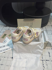 BALL STAR SNEAKERS WHITE CALFSKIN WITH HURRICANE PURPLE STAR