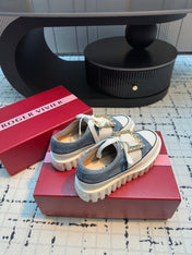 VIV' GO-THICK STRASS BUCKLE SLIP-ON SNEAKERS IN BLUE DENIM