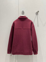 Loewe Logo Embroidered Jacket Burgundy Cotton