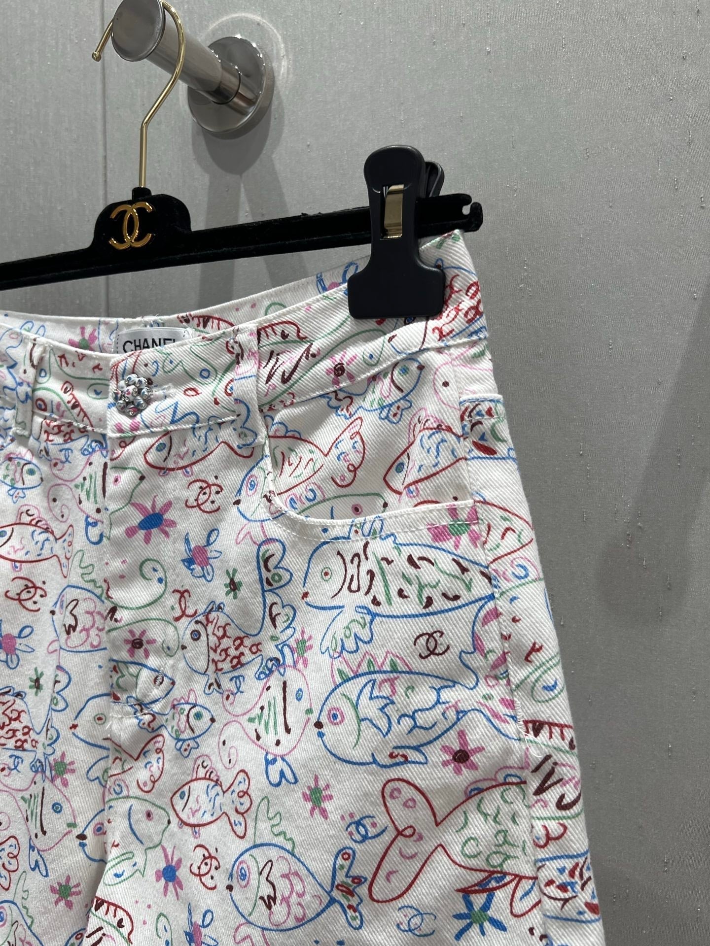 CC 25 Print Denim Short Multicolor Cotton
