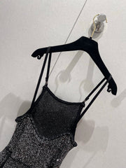 CC 25 Rhinestones Tank Top Black Polyamide