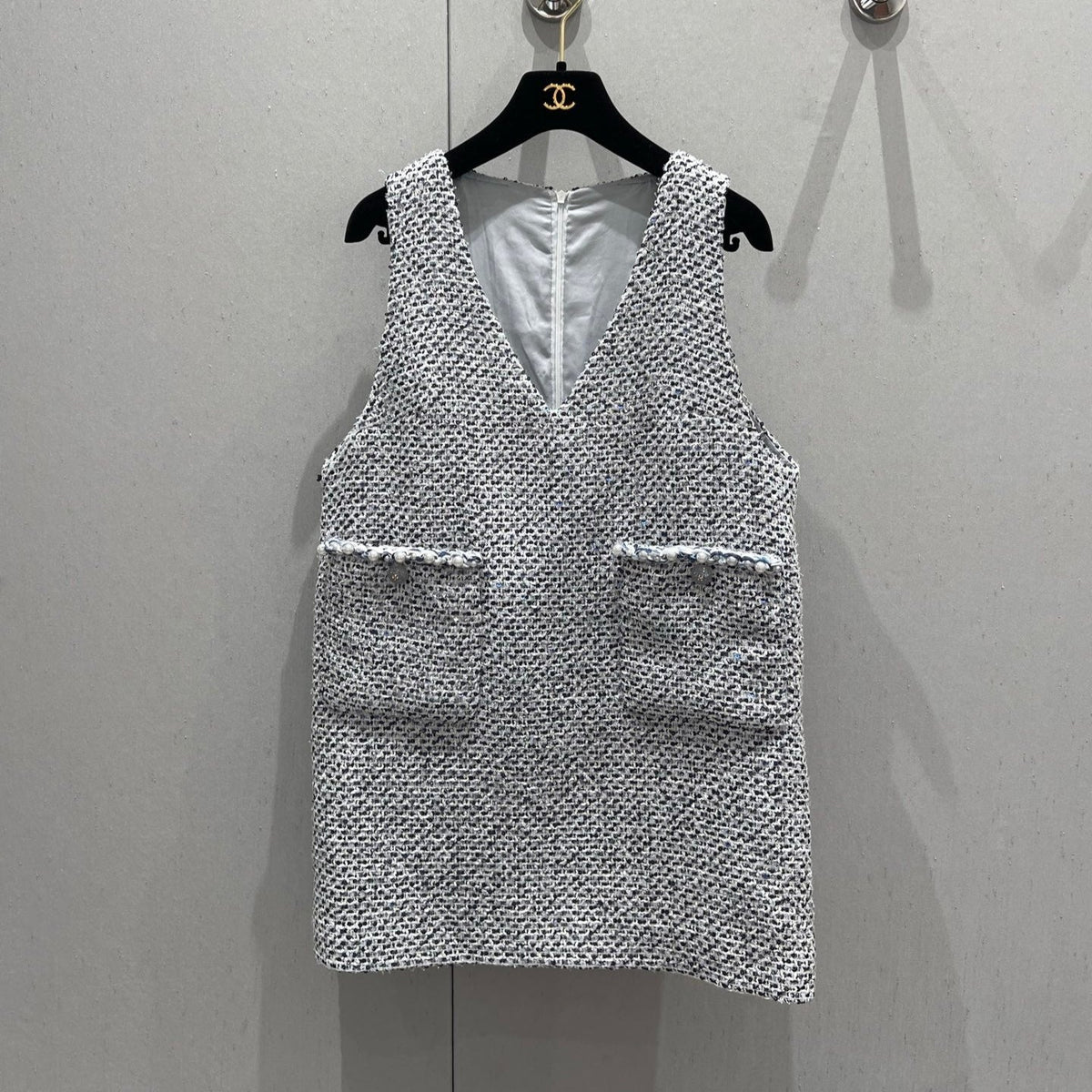 CC 25 Tweed Dress Gray Blue Woven Fabric