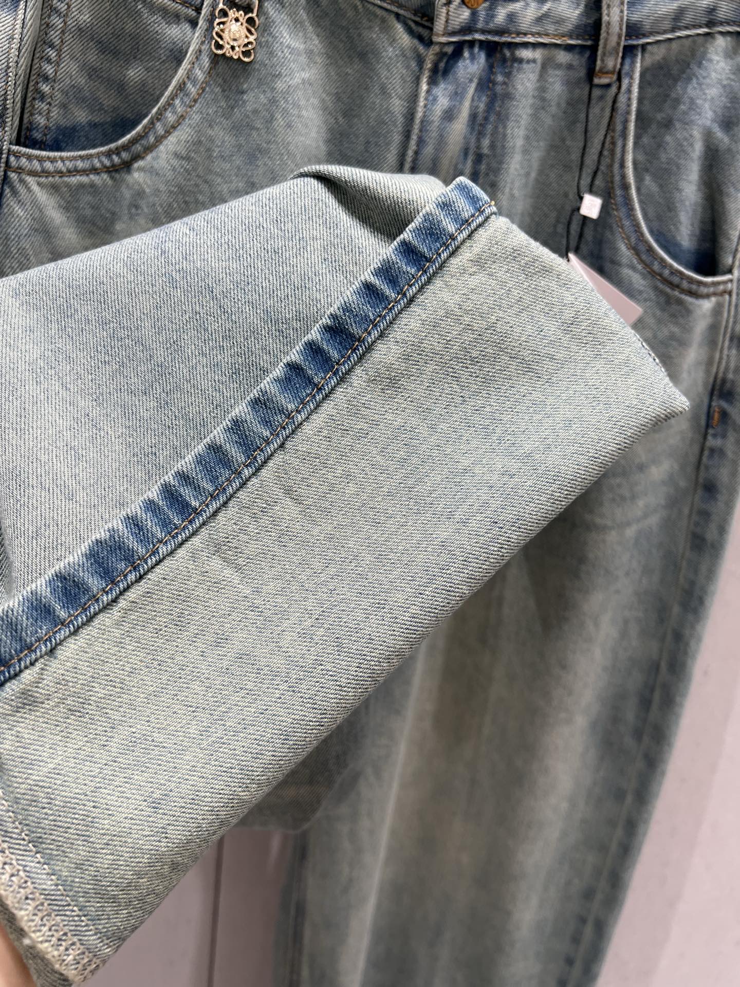 Loewe 25 Colorful Embroidered Scimitar Jeans Blue Cotton 217978