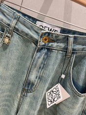 Loewe 25 Colorful Embroidered Scimitar Jeans Blue Cotton 217978