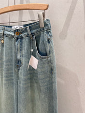 Loewe 25 Colorful Embroidered Scimitar Jeans Blue Cotton 217978