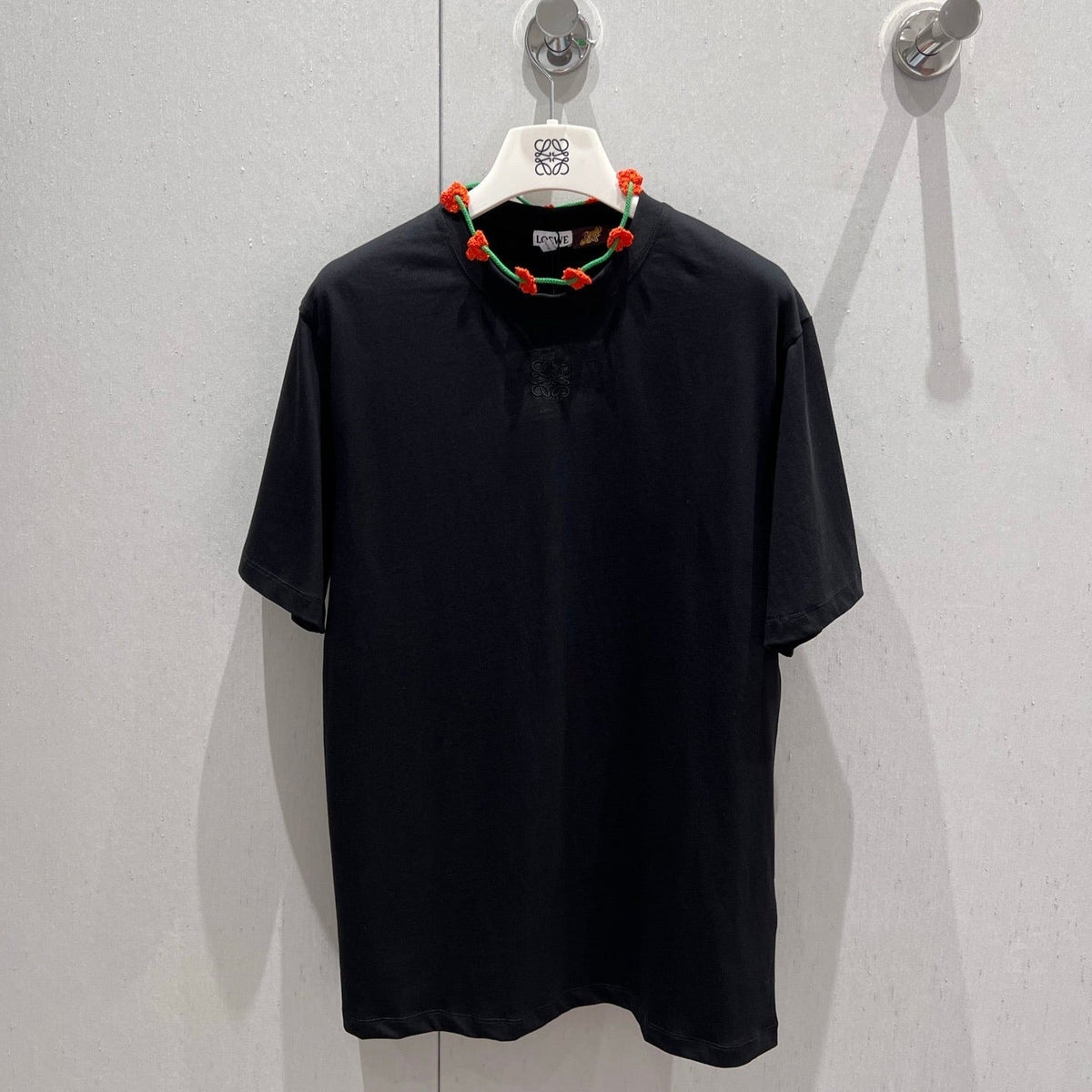 Loewe 25 Floral Neck Halter T-shirt Black Cotton 218253