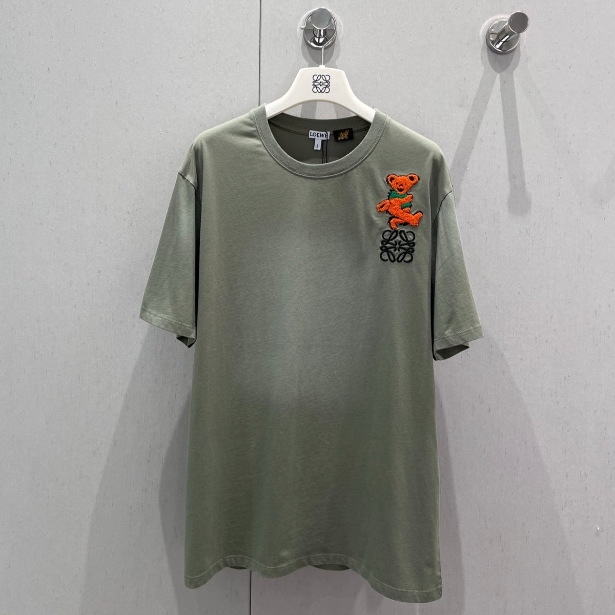 Loewe 25 Embroidered Short-sleeved T-shirt Green Acrylic Wool 220865
