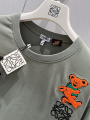 Loewe 25 Embroidered Short-sleeved T-shirt Green Acrylic Wool 220865