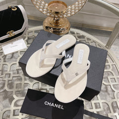 Double CC Flip Flop Thongs White Sheepskin