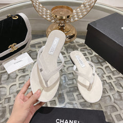 Double CC Flip Flop Thongs White Sheepskin