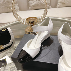 cc ballet 6cm white black wedge heel