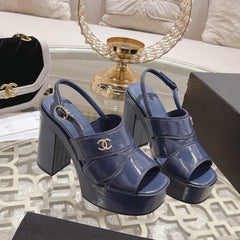 sandals blue patent crumpled lambskin