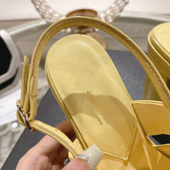 sandals yellow patent crumpled lambskin